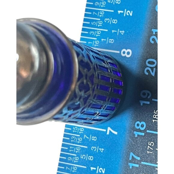 F B Rogers Silver Overlay Cobalt Blue Glass Salt & Pepper Shakers Vintage - Picture 8 of 9